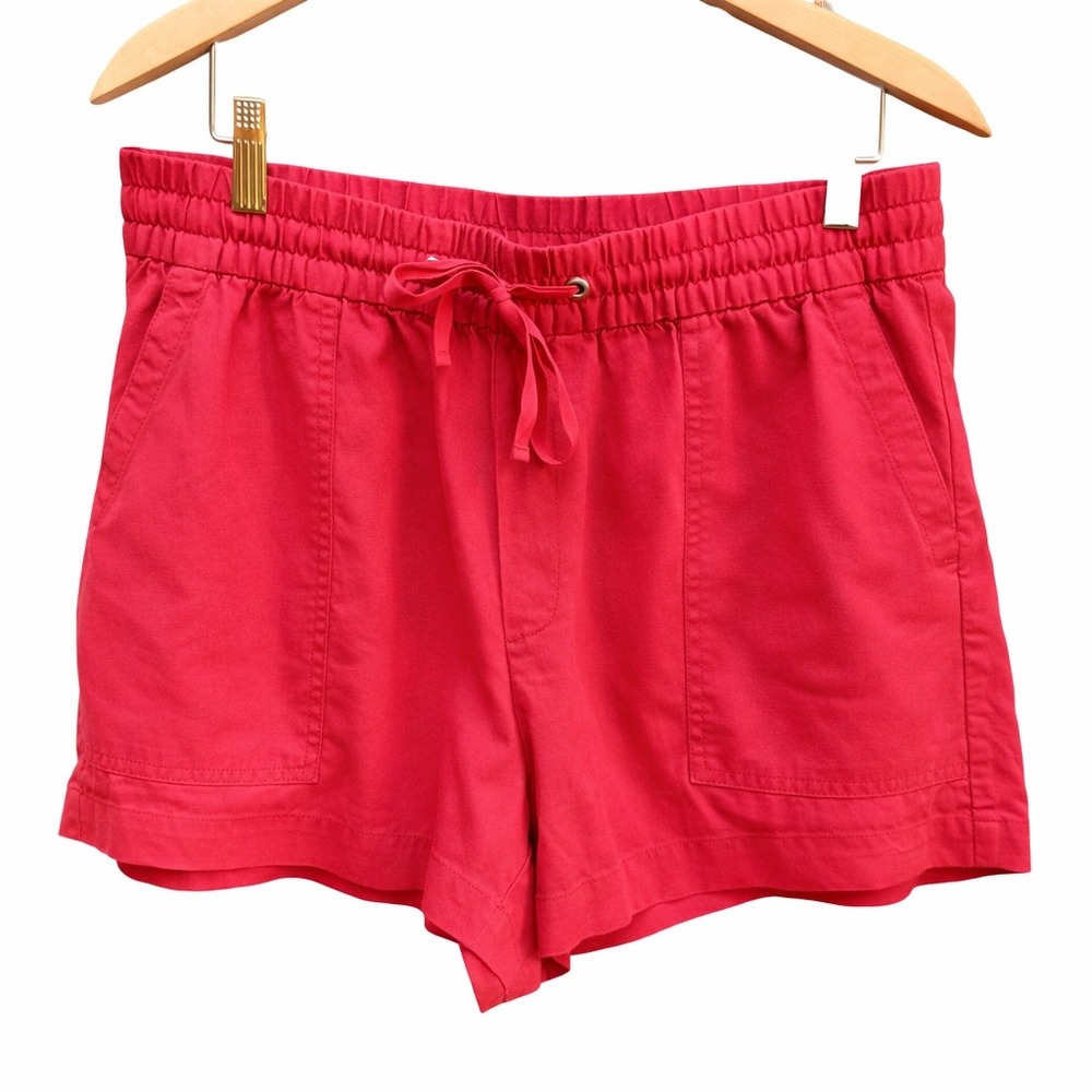 Gap Shorts Womens M Red Linen Blend Drawstring Pull On Casual Summer Pocket - Picture 2 of 4